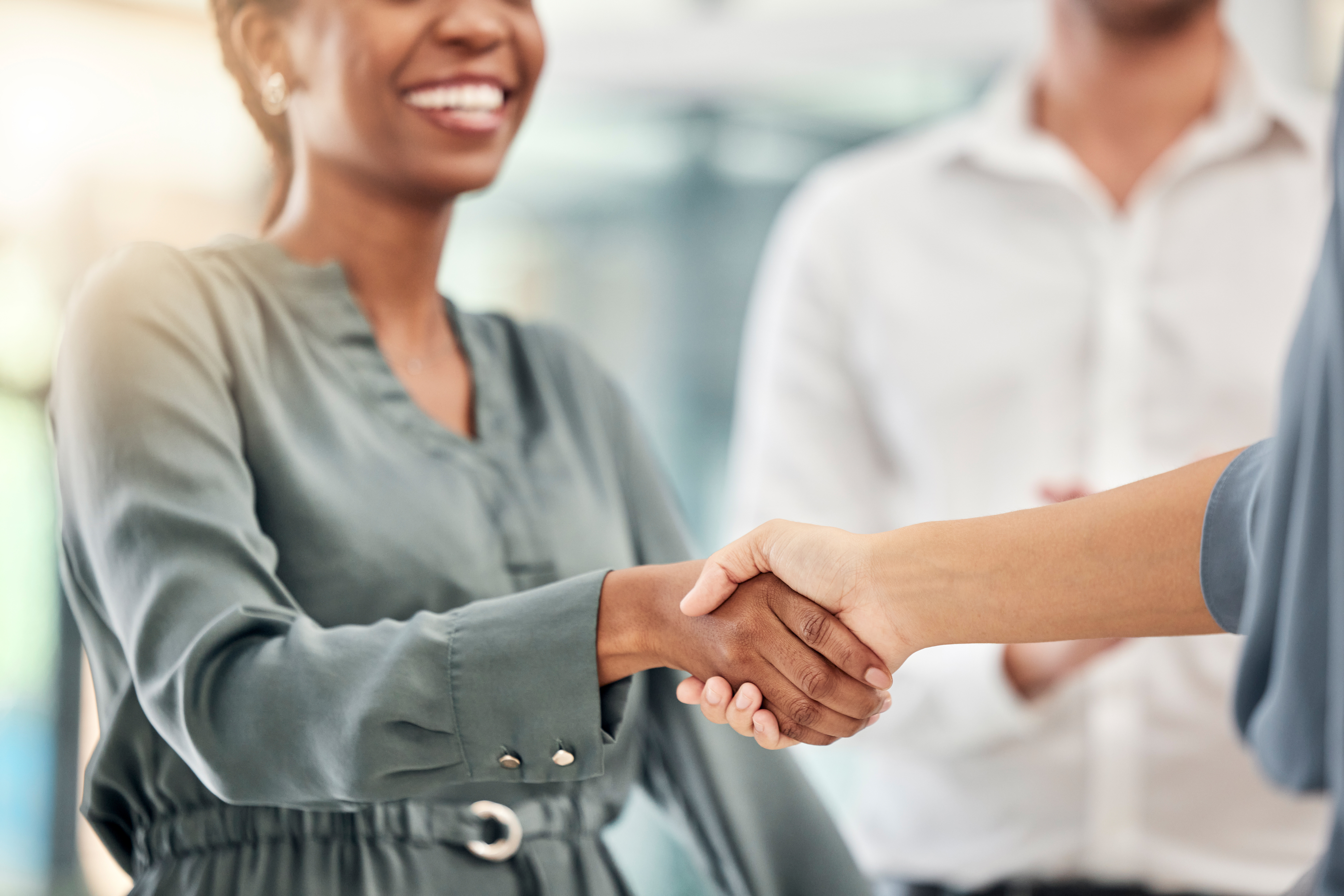 Two business professionals shaking hands